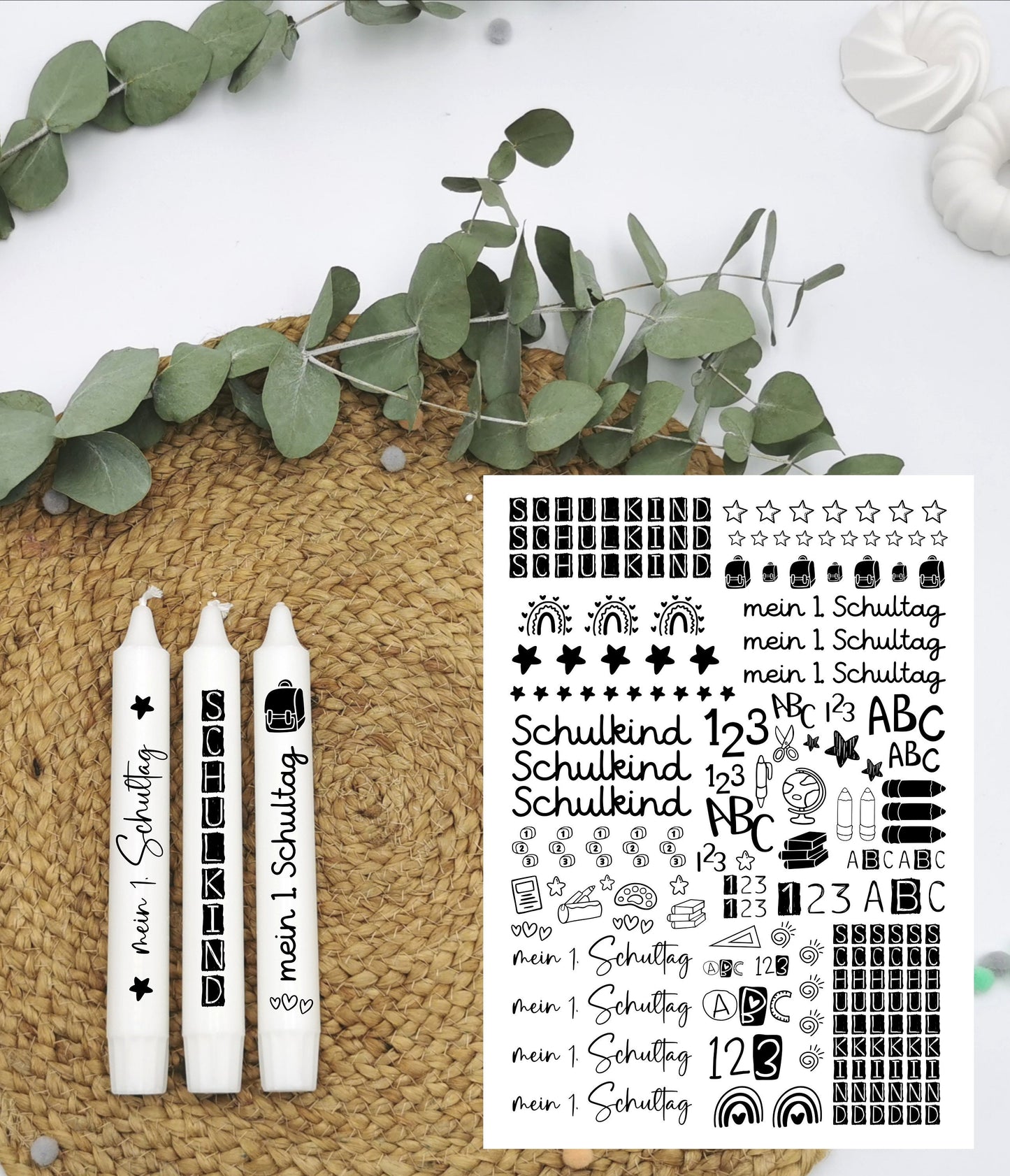 Kerzentattoos * Einschulung * A4 oder A5 * Schulkind * Wasserschiebefolie