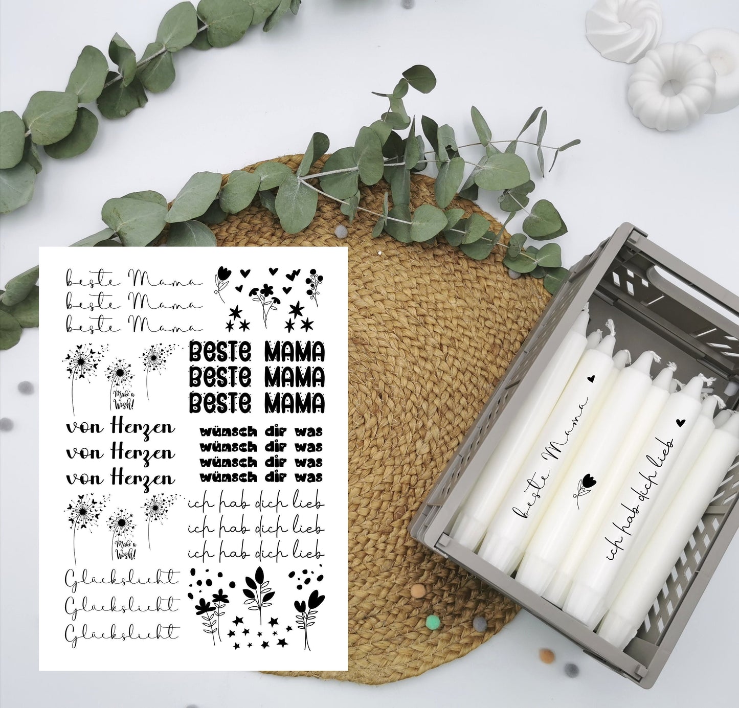Kerzentattoos * beste Mama * A4 oder A5 * Muttertag * Wasserschiebefolie