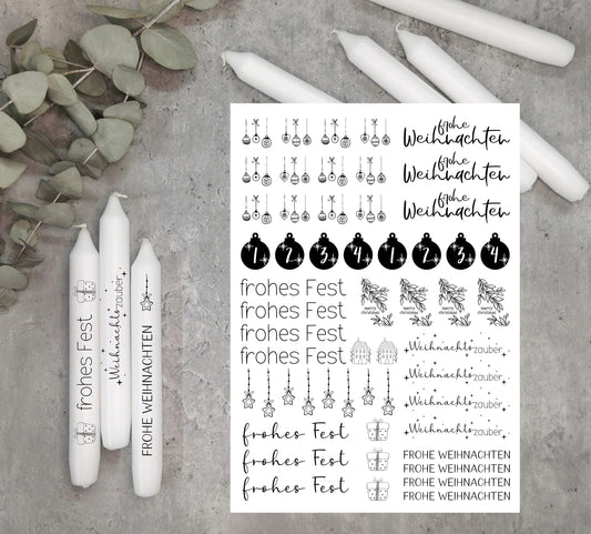 Kerzentattoos * Frohe Weihnachten * A4 oder A5 * Christbaumkugeln * Advent * Wasserschiebefolie