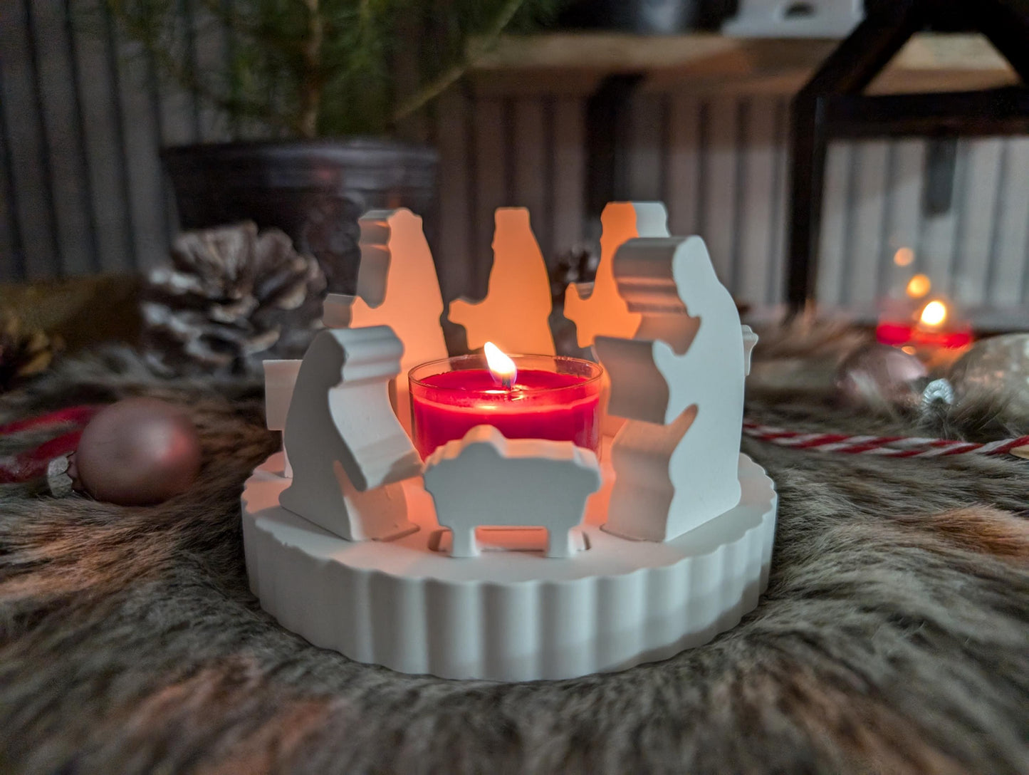 Weihnachtskrippe * Lichterkranz * Teelichthalter * Geschenkidee * Weihnachtsdeko