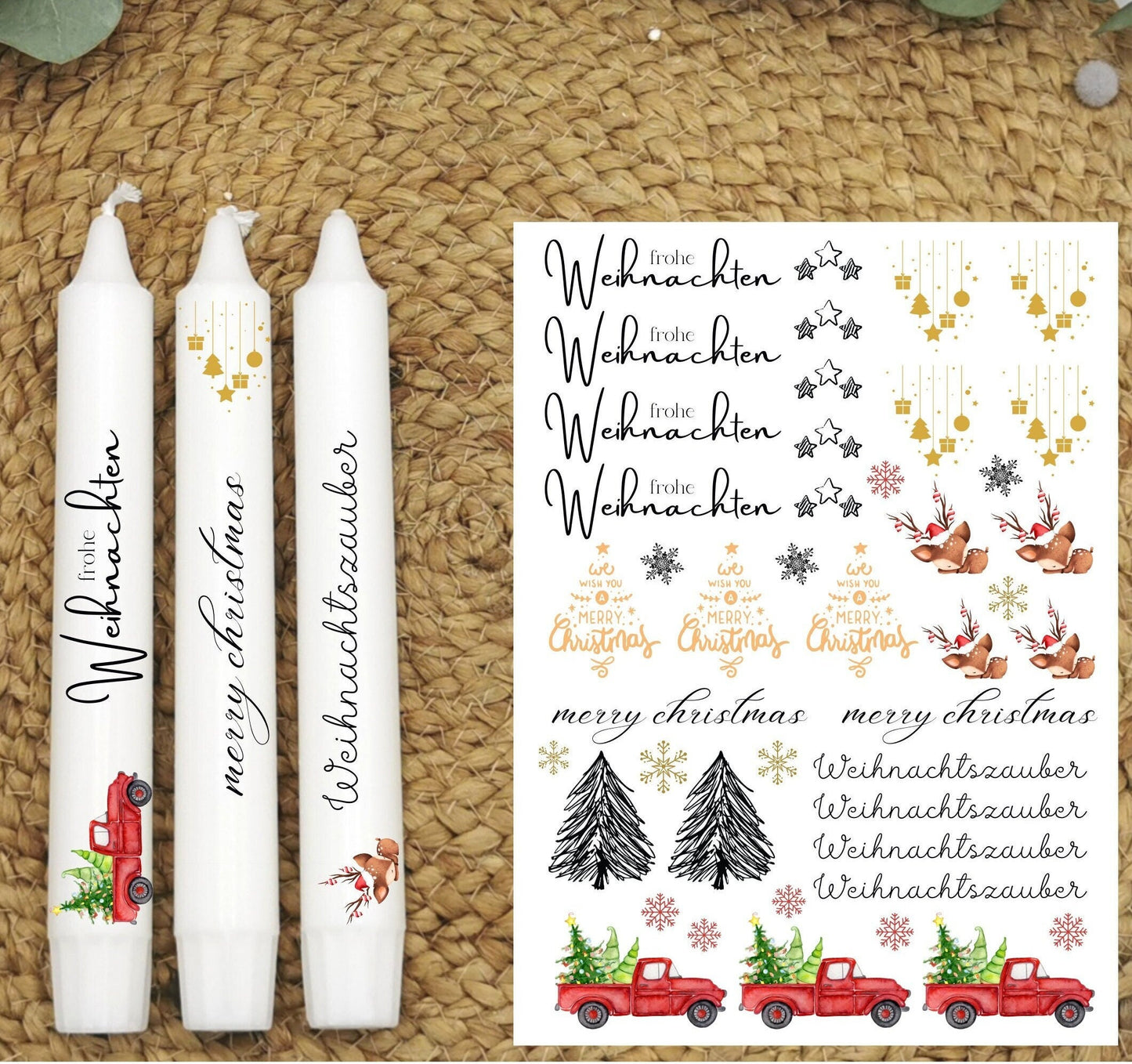 Kerzentattoos * Weihnachtszauber * A4 oder A5 * Weihnachtstruck * Wasserschiebefolie