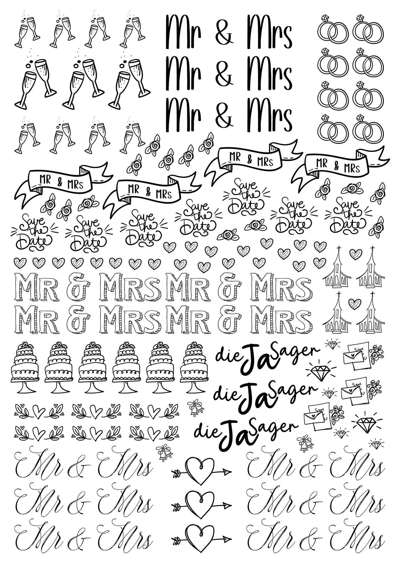 Kerzentattoos * Hochzeit * A4 oder A5 * Mr & Mrs * Wasserschiebefolie