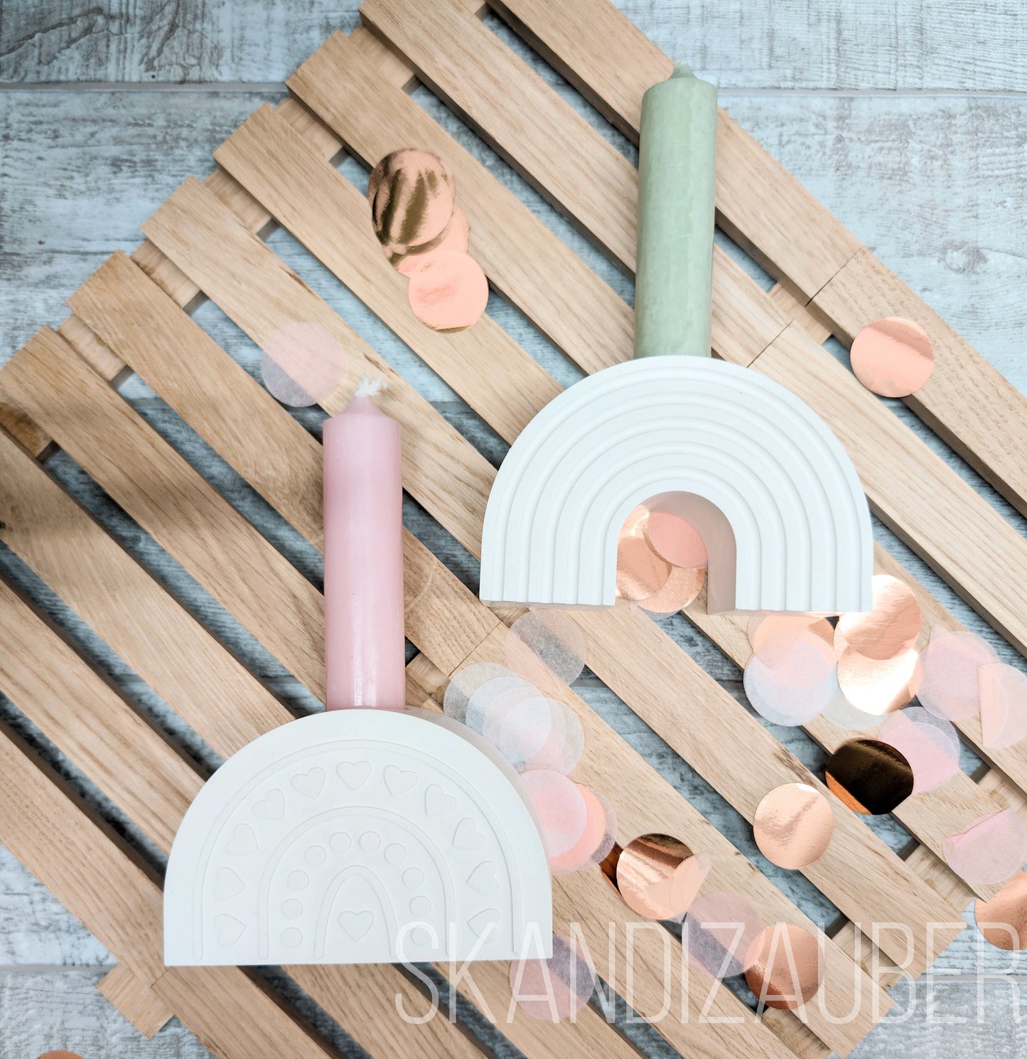 Kerzenständer für Stabkerzen * Regenbogen Kerzenhalter * SkandiZauber *