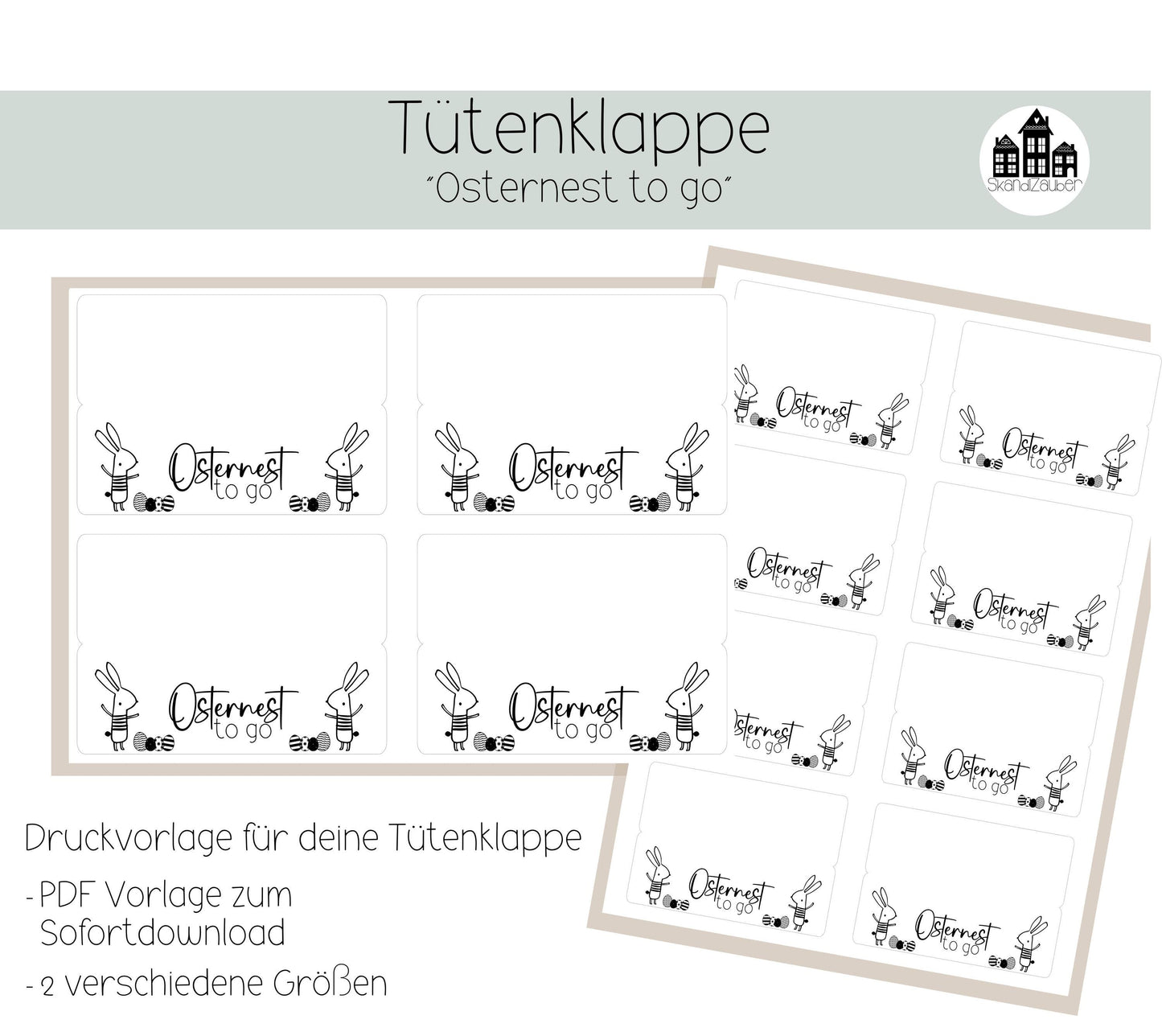Osternest to go * Tütenklappe * Geschenktüte * PDF Vorlage zum download * Druckvorlage