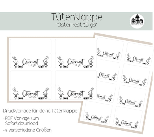 Osternest to go * Tütenklappe * Geschenktüte * PDF Vorlage zum download * Druckvorlage