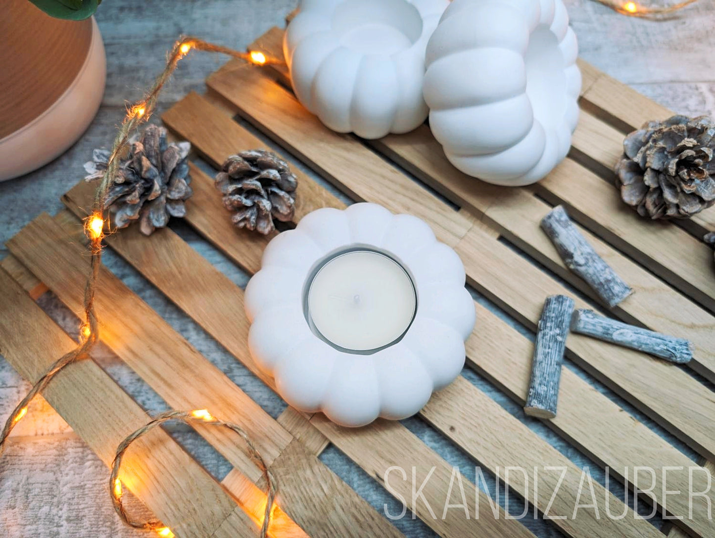 B-WARE * Teelichthalter * Kürbis Herbstdeko * Kerzenständer SkandiZauber * Dekokürbis