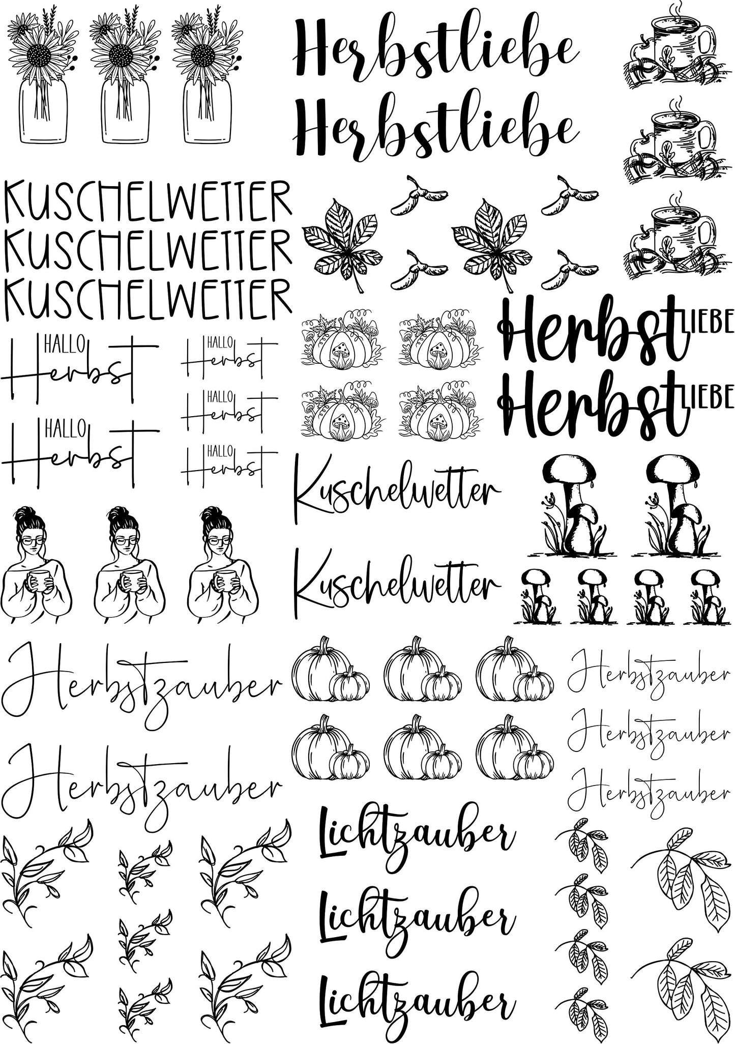 Kerzentattoos *Herbstliebe * A4 oder A5 * hallo Herbst * Wasserschiebefolie