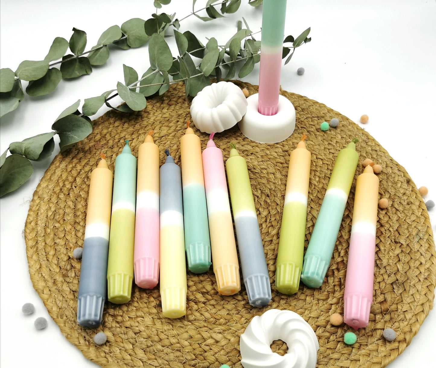 Kerze * DIP DYE * bunte Kerze * Frühlingsblüte * handgemacht *