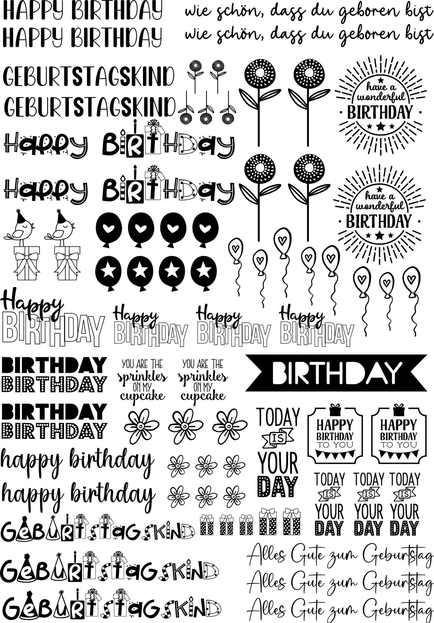 Kerzentattoos * Geburtstag * A4 oder A5 * happy Birthday * Wasserschiebefolie