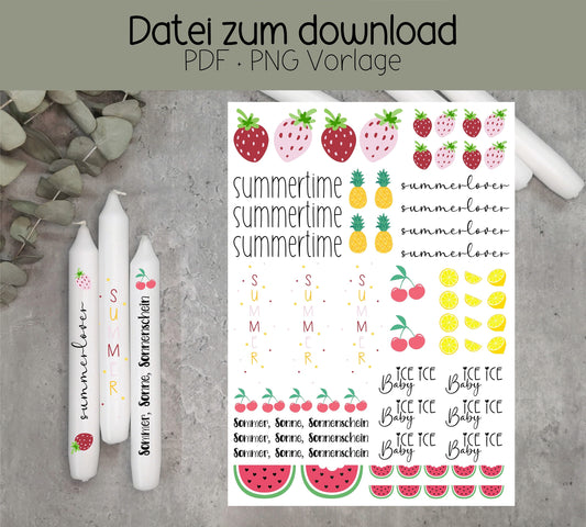 Kerzentattoo PDF * PNG * Download * Sommer