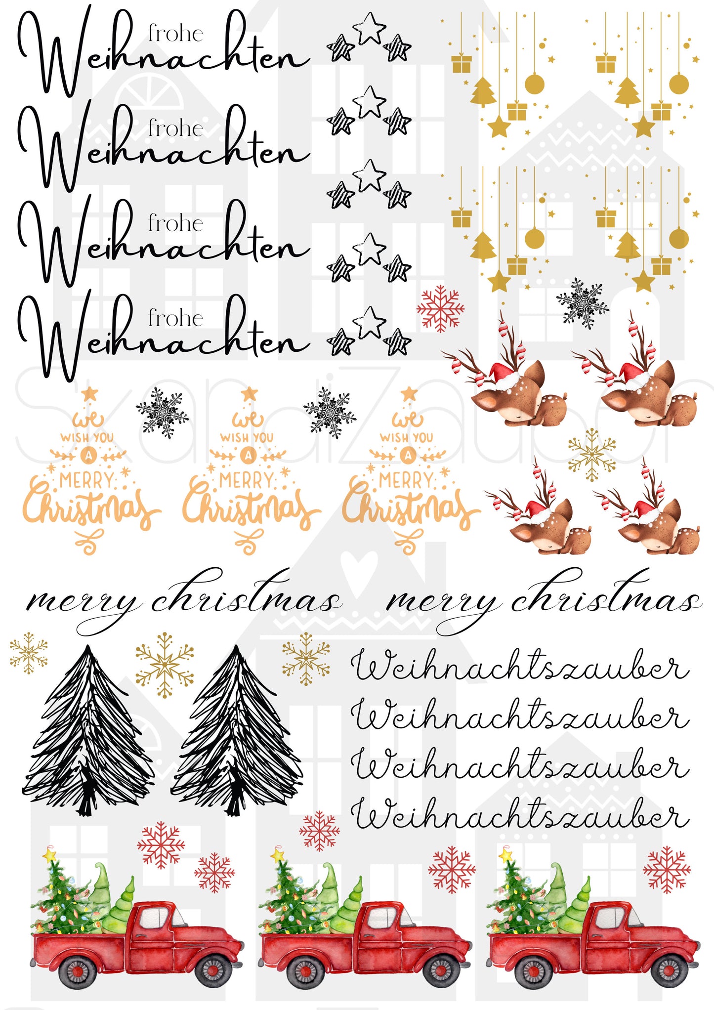 Kerzentattoos * Weihnachtszauber * A4 oder A5 * Weihnachtstruck * Wasserschiebefolie