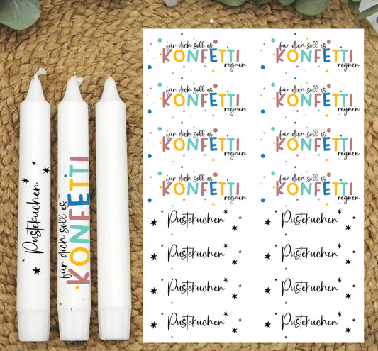 Pustekuchen * Kerzentattoos * A4 oder A5 * Konfetti * Wasserschiebefolie