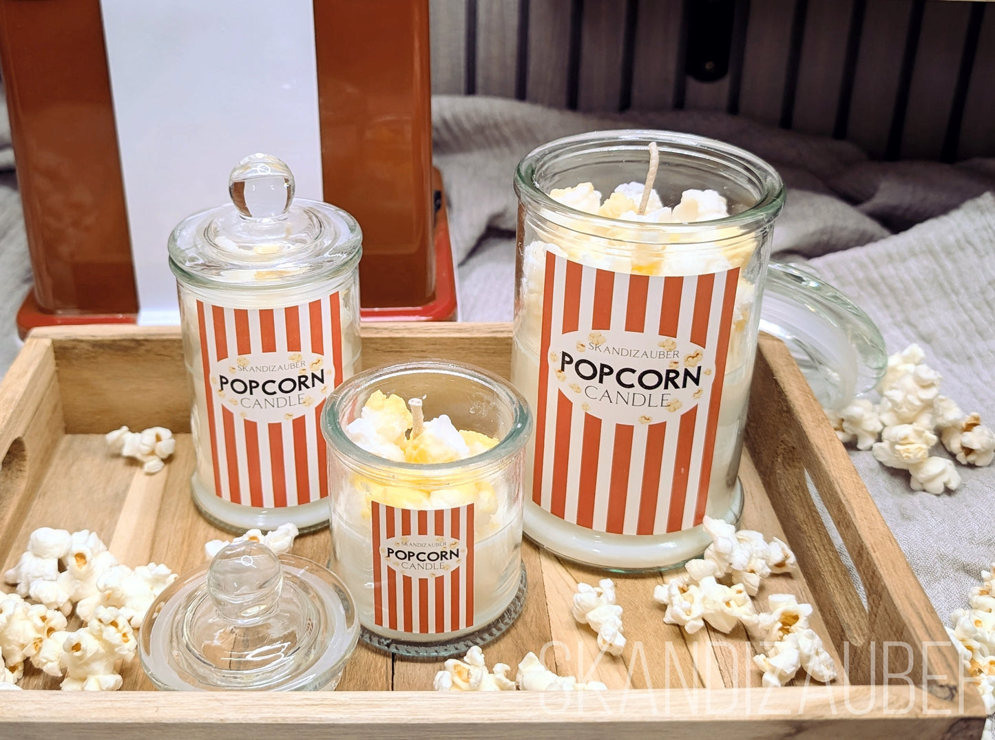 Popcornkerze mit Duft * 3 verschiedene Größen * Kino * Jahrmarkt * Popcornduft * Geschenkidee
