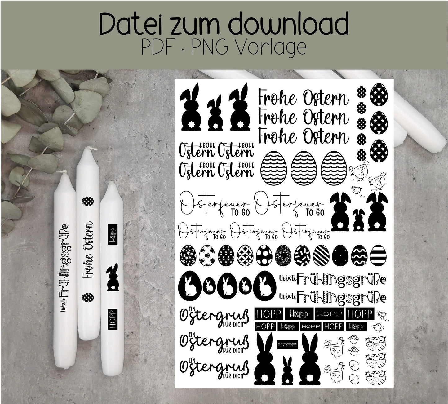 Ostergruß * Kerzentattoo PDF * Download *