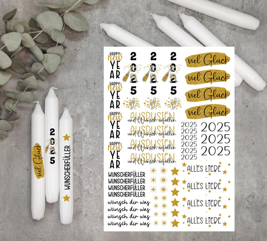 Kerzentattoos * Silvester * 2026 * A4 oder A5 * Wunscherfüller * Wasserschiebefolie