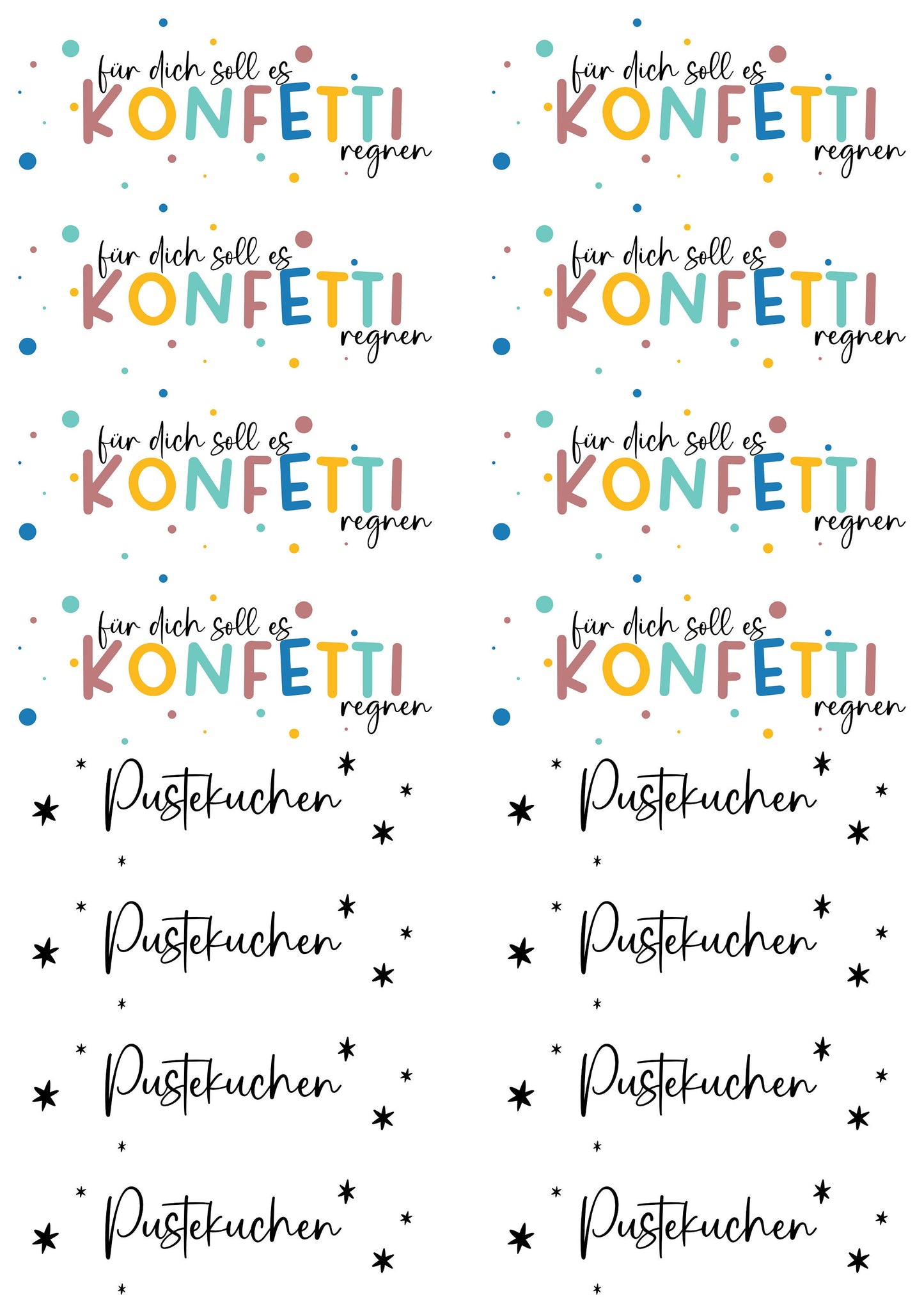 Pustekuchen * Kerzentattoos * A4 oder A5 * Konfetti * Wasserschiebefolie