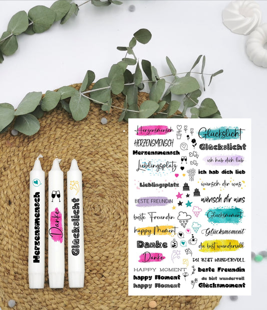 Kerzentattoos * beste Freundin bunt * A4 oder A5 * Glückslicht* Wasserschiebefolie