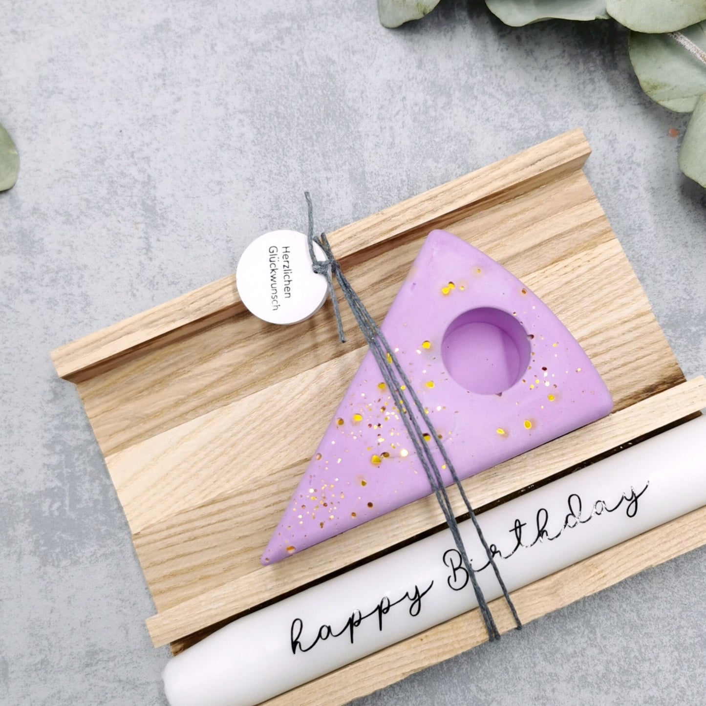 Geschenkset zum Geburtstag * Geschenkidee * Dip diy Kerze * Geburtstagskuchen  * Holzklötzchen