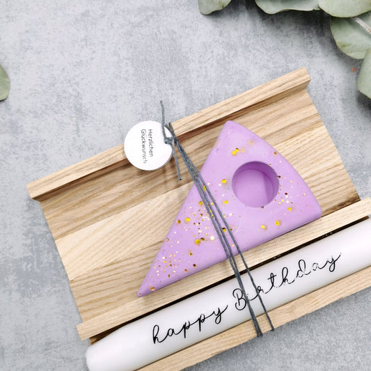 Geschenkset zum Geburtstag * Geschenkidee * Dip diy Kerze * Geburtstagskuchen  * Holzklötzchen