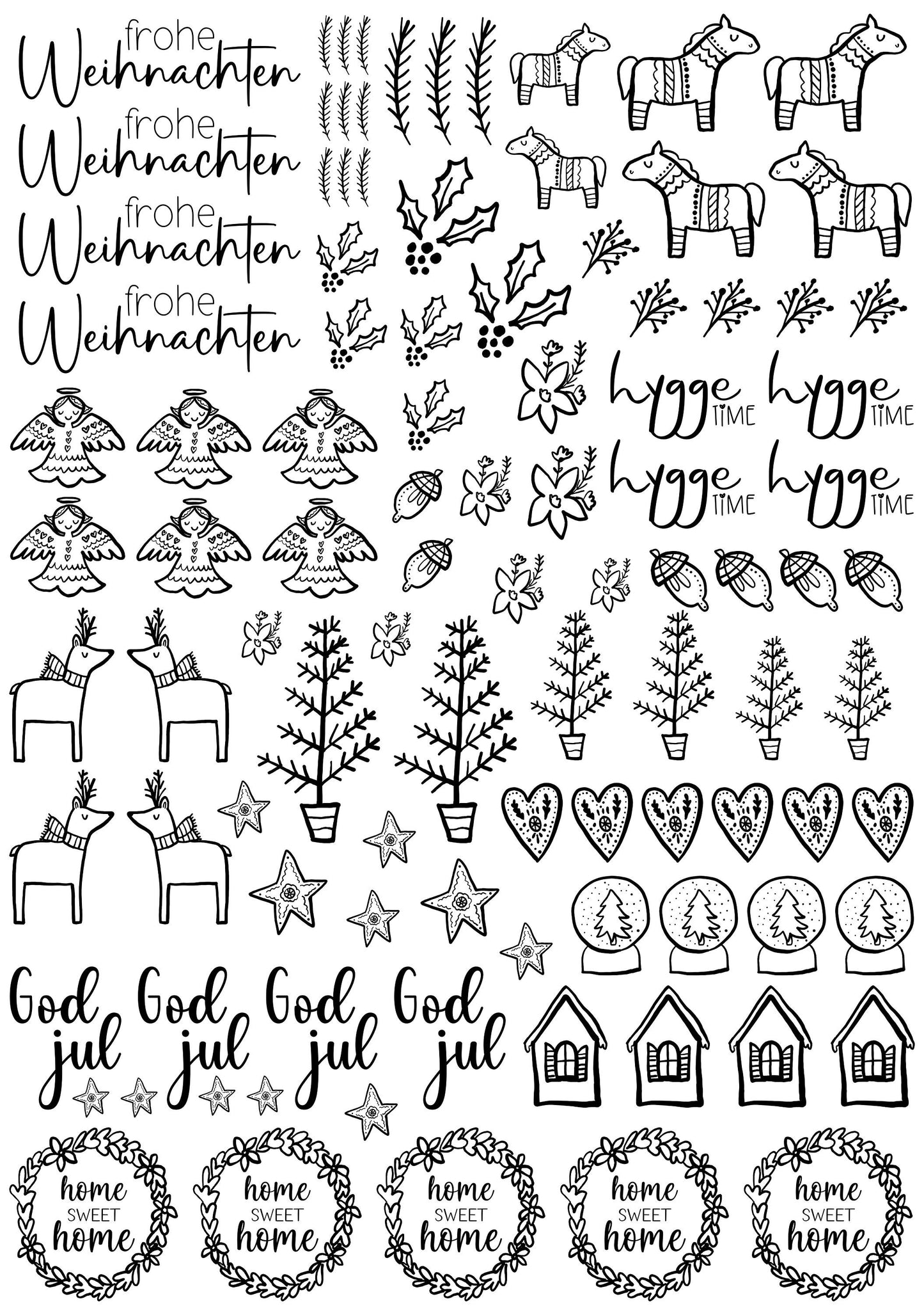 Kerzentattoos * god jul * A4 oder A5 * skandi Weihnachten * Wasserschiebefolie