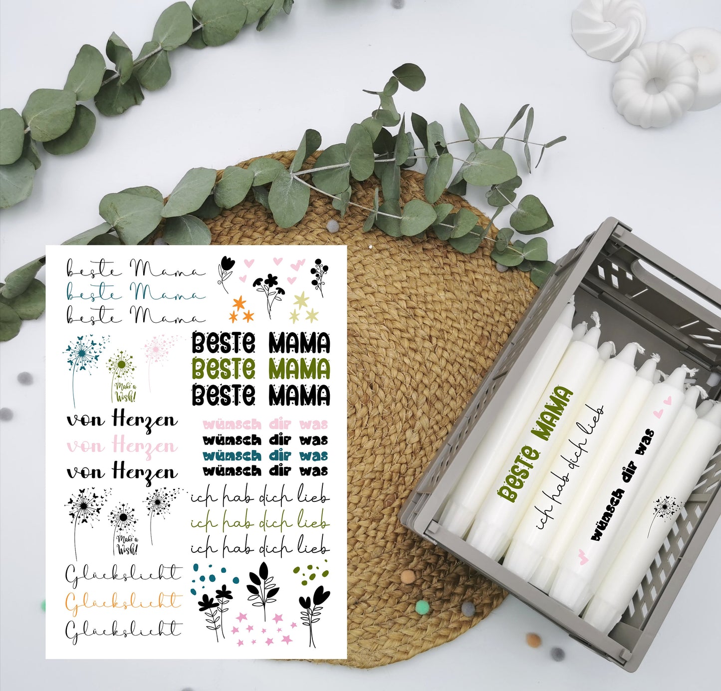 Kerzentattoos * beste Mama * A4 oder A5 * Muttertag * Wasserschiebefolie