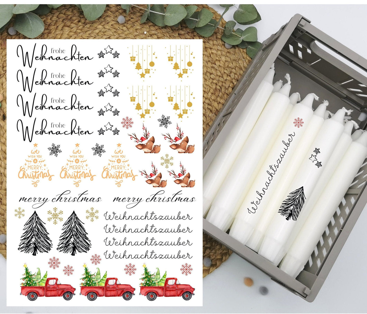 Kerzentattoos * Weihnachtszauber * A4 oder A5 * Weihnachtstruck * Wasserschiebefolie