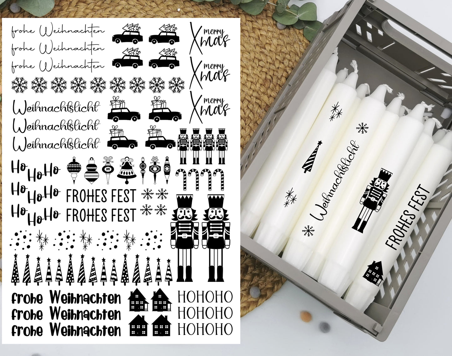 Kerzentattoos * Weihnachten * A4 oder A5 * HoHoHo * Wasserschiebefolie