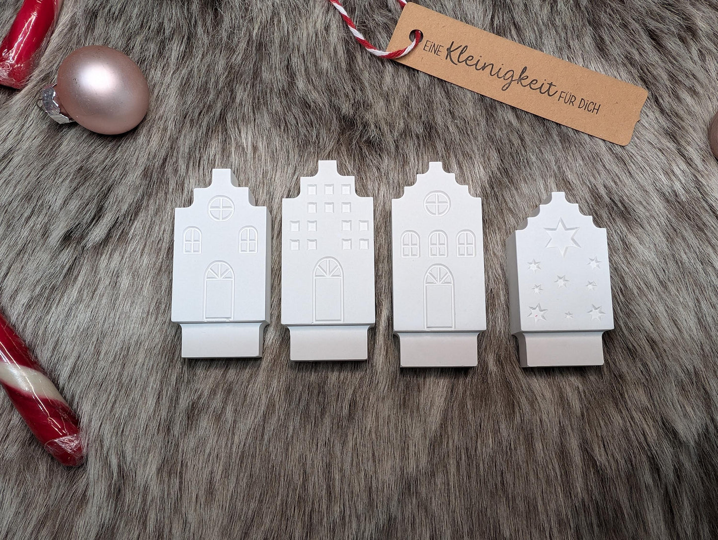 Häuserkranz mit verschiedenen Häuschen * Lichtstadt * Windlicht * Teelicht * Geschenkidee * Weihnachten * Winterdeko