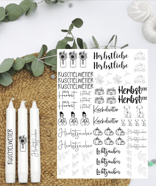 Kerzentattoos *Herbstliebe * A4 oder A5 * hallo Herbst * Wasserschiebefolie