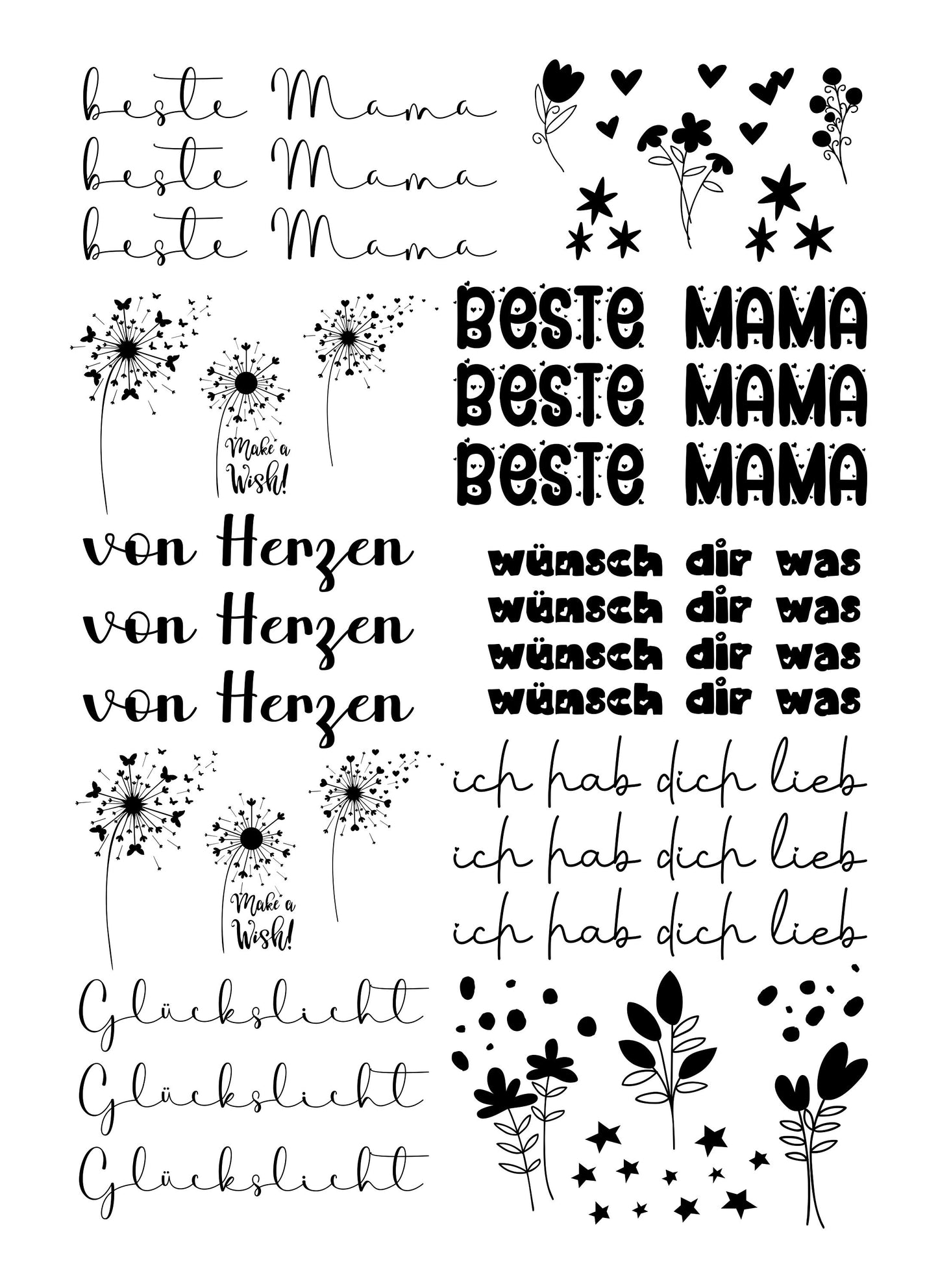 Kerzentattoos * beste Mama * A4 oder A5 * Muttertag * Wasserschiebefolie