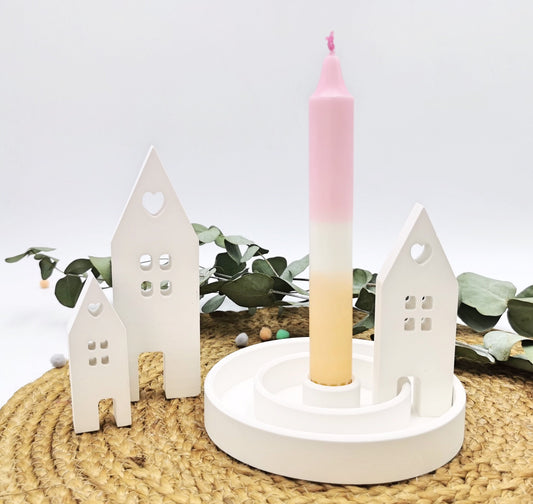 Skandihaus Lichtdeko: 3er Set weisse dekohäuser Lichthäuser kaufen als schlichte Deko für dein Zuhause.