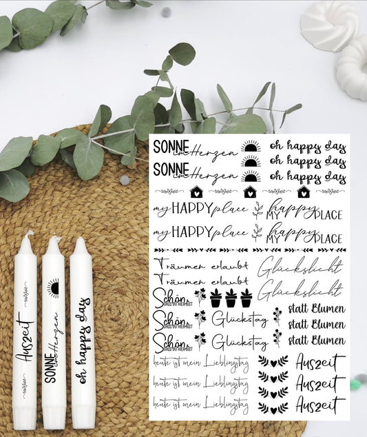 Kerzentattoos * happy day * A4 oder A5 * Glückslicht * Wasserschiebefolie