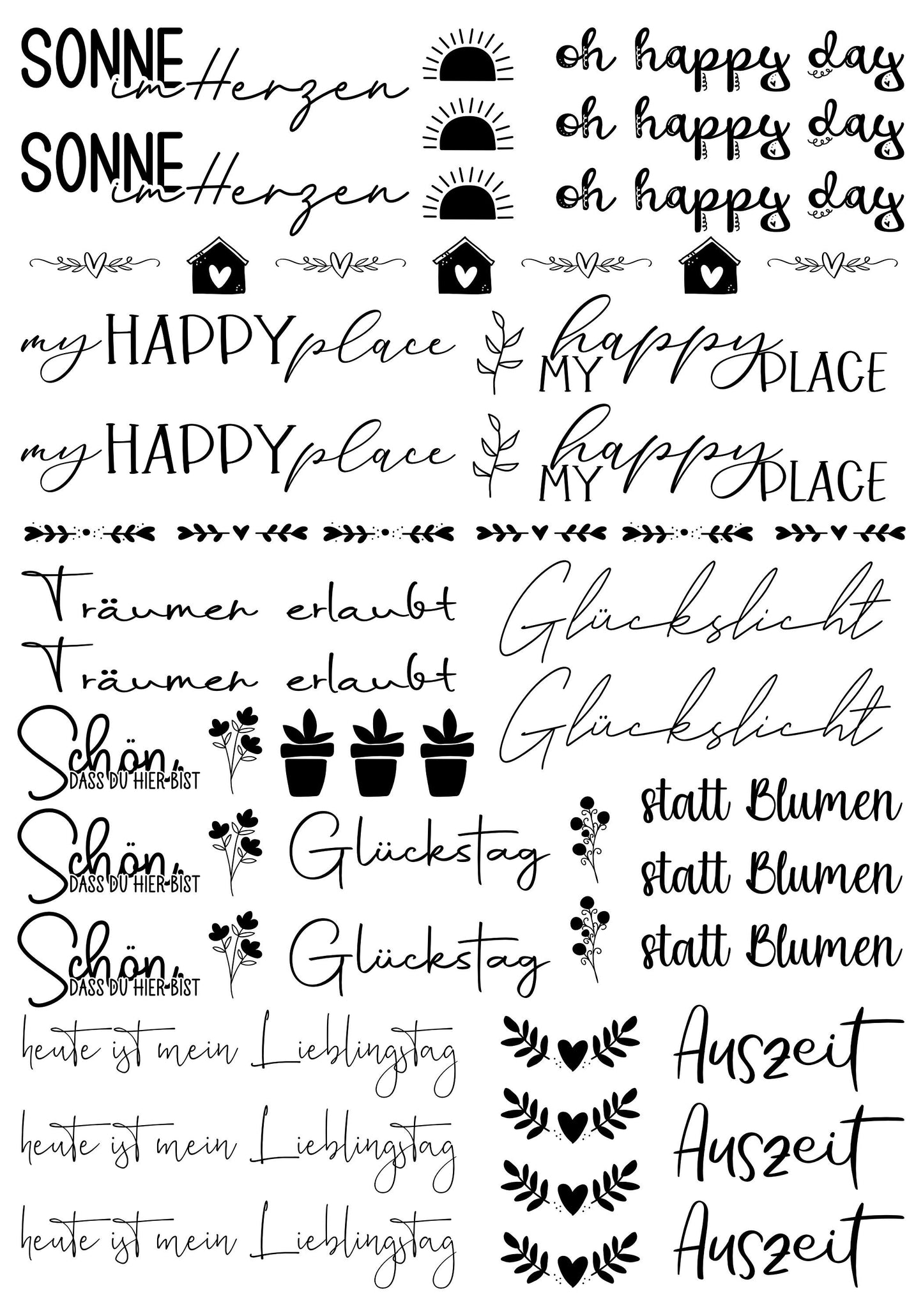 Kerzentattoos * happy day * A4 oder A5 * Glückslicht * Wasserschiebefolie