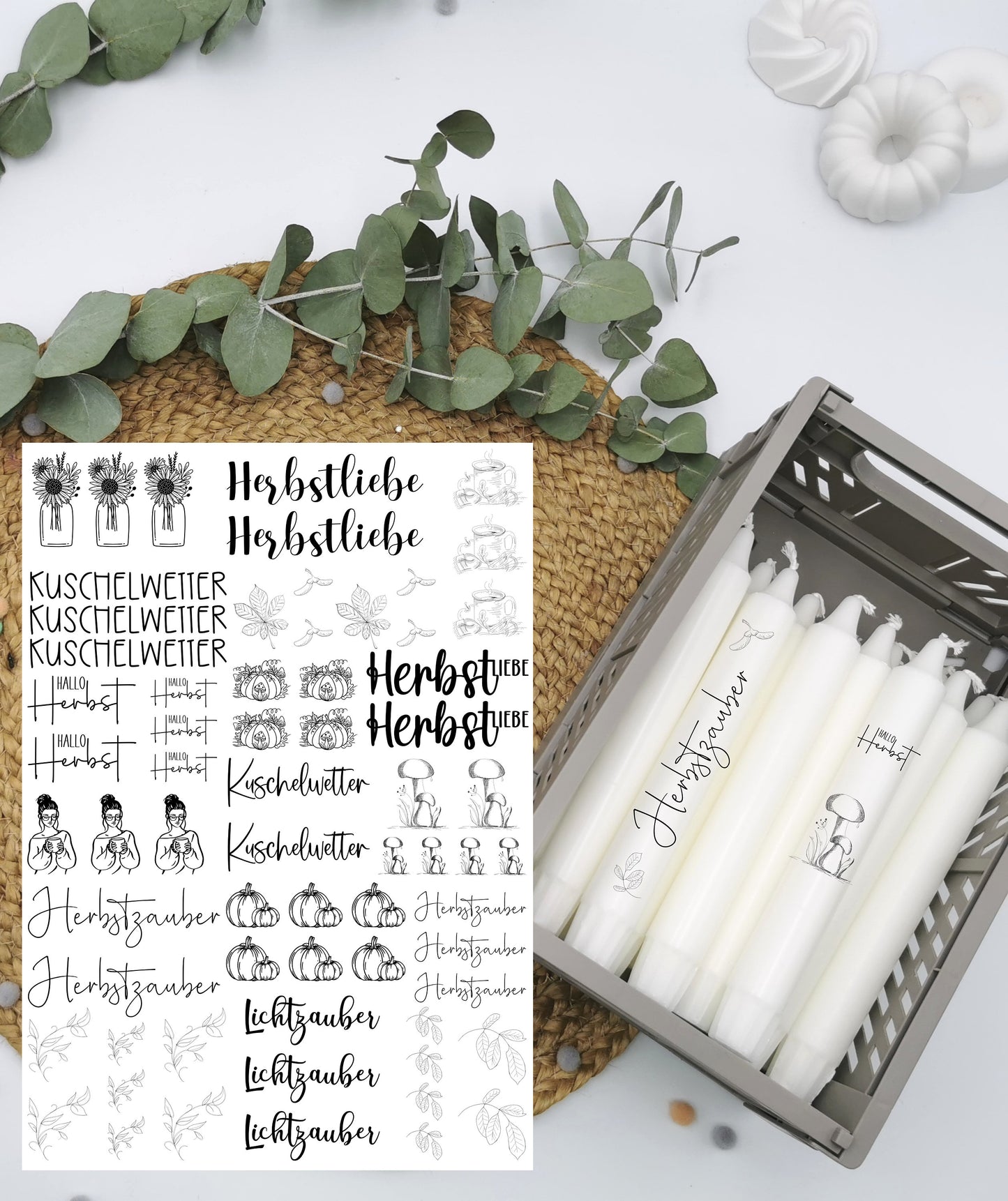 Kerzentattoos *Herbstliebe * A4 oder A5 * hallo Herbst * Wasserschiebefolie