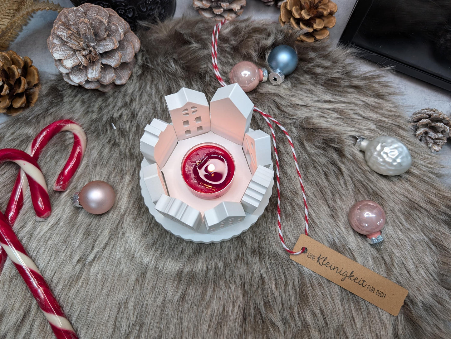 Häuserkranz mit verschiedenen Häuschen * Lichtstadt * Windlicht * Teelicht * Geschenkidee * Weihnachten * Winterdeko