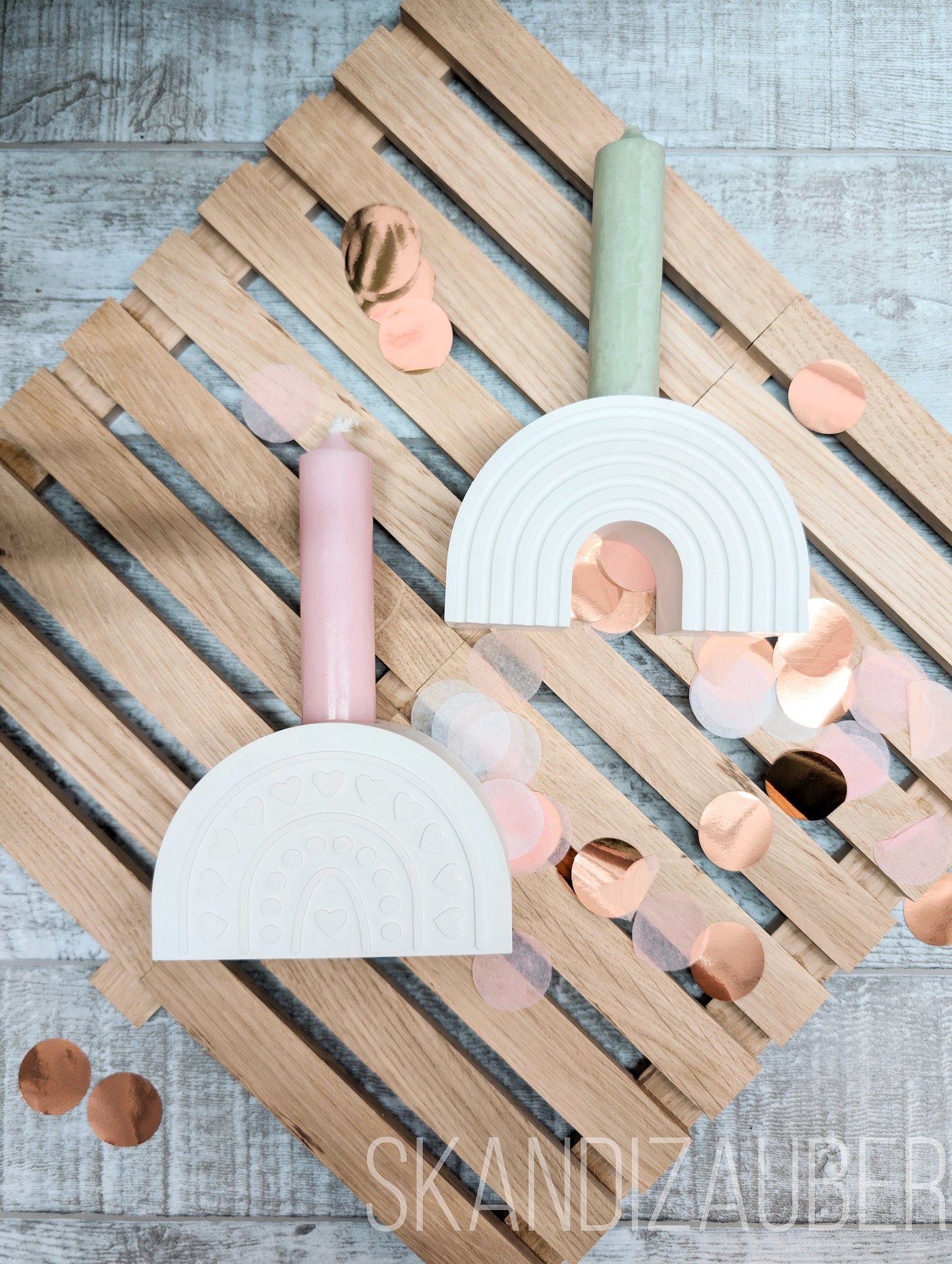 Kerzenständer für Stabkerzen * Regenbogen Kerzenhalter * SkandiZauber *