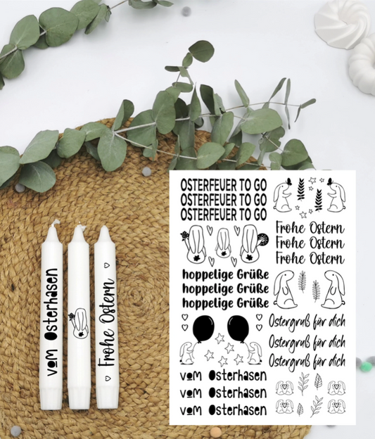 frohe Ostern * Kerzentattoos * Ostern * A4 oder A5 * Wasserschiebefolie