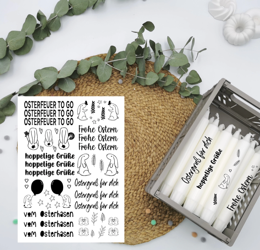 frohe Ostern * Kerzentattoos * Ostern * A4 oder A5 * Wasserschiebefolie