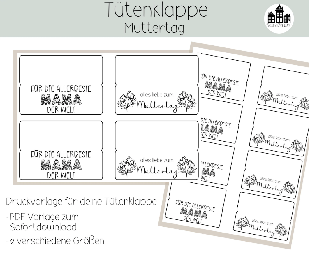 Muttertag * Tütenklappe * Geschenktüte * PDF Vorlage zum download * Druckvorlage