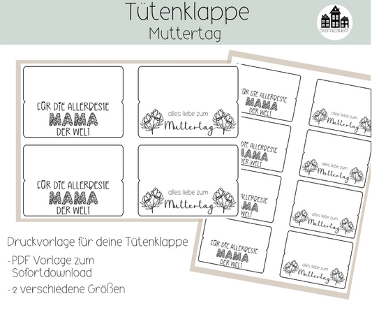 Muttertag * Tütenklappe * Geschenktüte * PDF Vorlage zum download * Druckvorlage