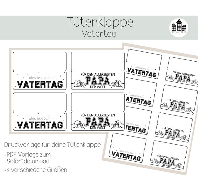 Vatertag * Tütenklappe * Geschenktüte * PDF Vorlage zum download * Druckvorlage