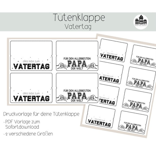 Vatertag * Tütenklappe * Geschenktüte * PDF Vorlage zum download * Druckvorlage
