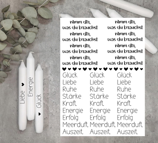 nimm dir, was du brauchst * Kerzentattoos * A4 oder A5 * Liebe, Glück * Wasserschiebefolie
