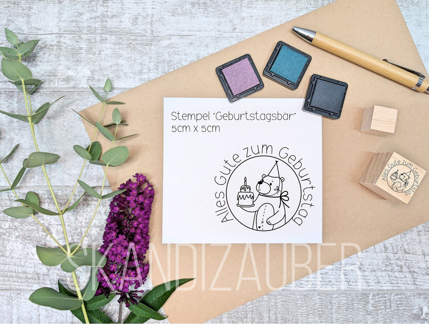 Geburtstagsstempel * Teddystempel * Alles Gute zum Geburtstag * Birthdaybear