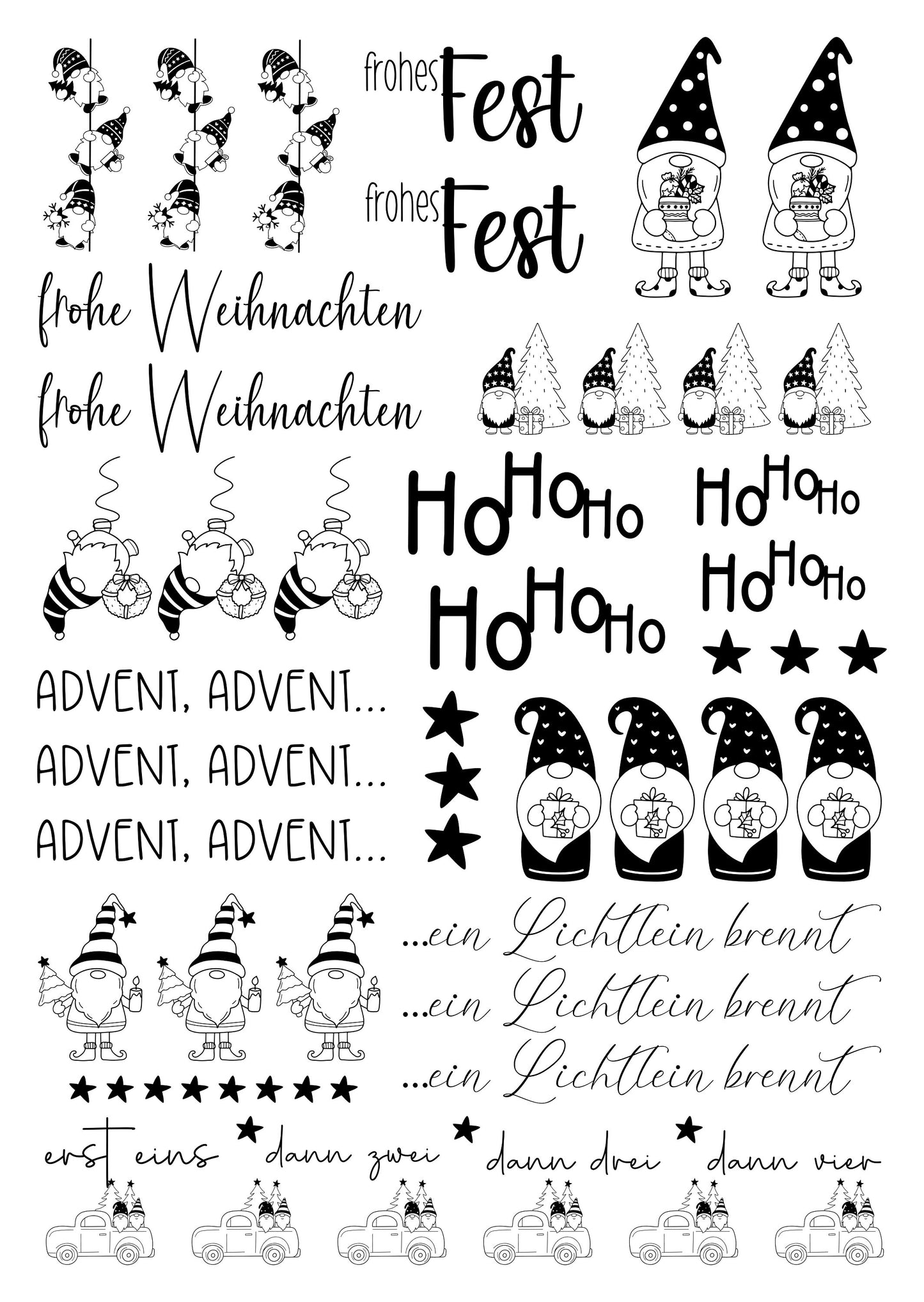 Kerzentattoos * Weihnachten Wichtel * A4 oder A5 * Gnome * Wasserschiebefolie