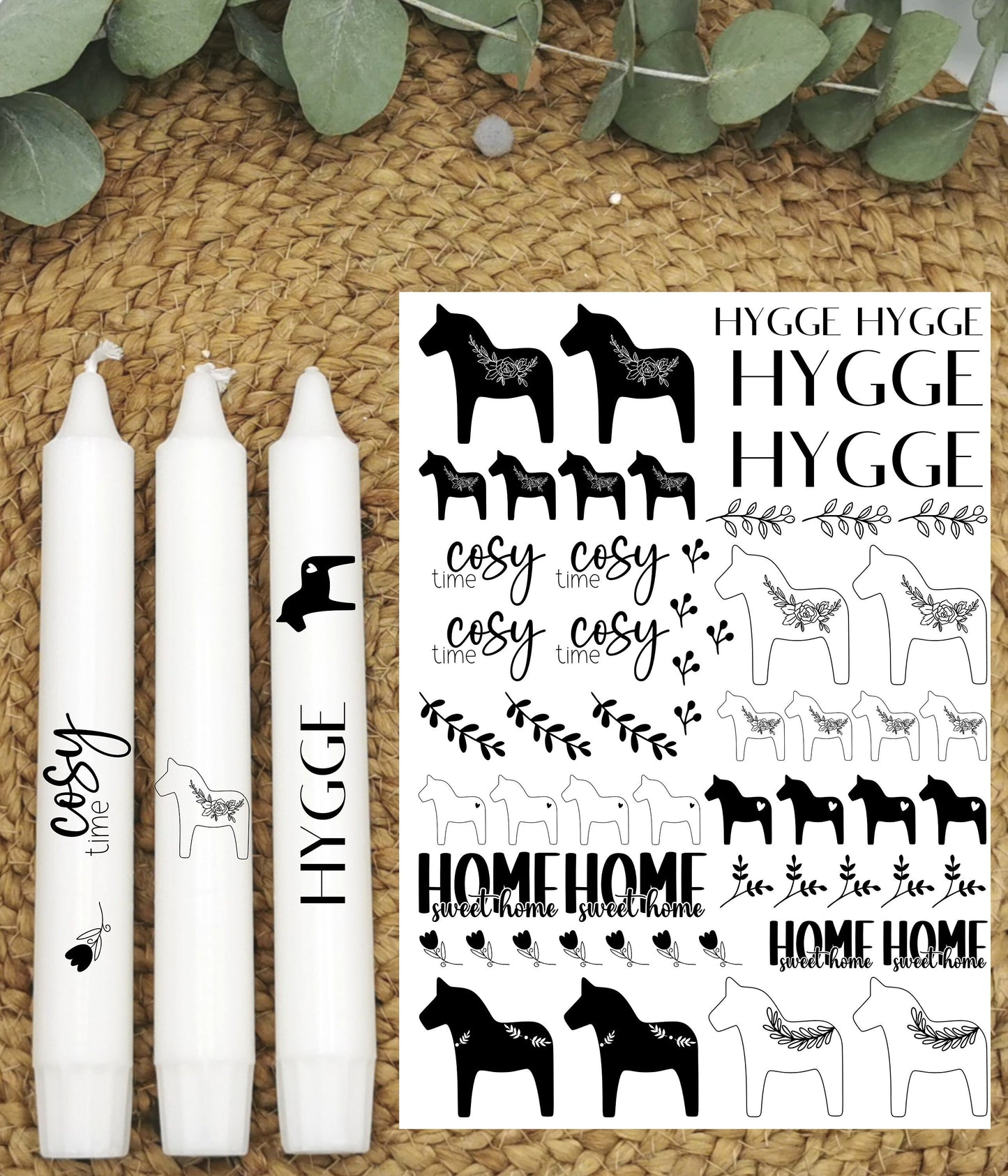 Kerzentattoos * Dalapferdchen * A4 oder A5 * Hygge * Wasserschiebefolie