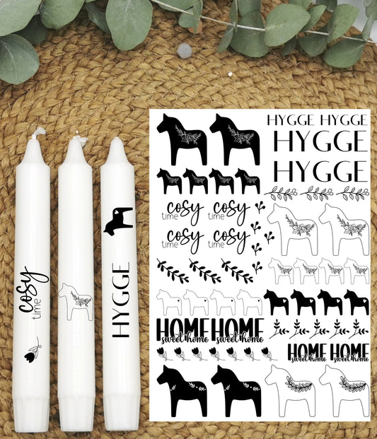 Kerzentattoos * Dalapferdchen * A4 oder A5 * Hygge * Wasserschiebefolie