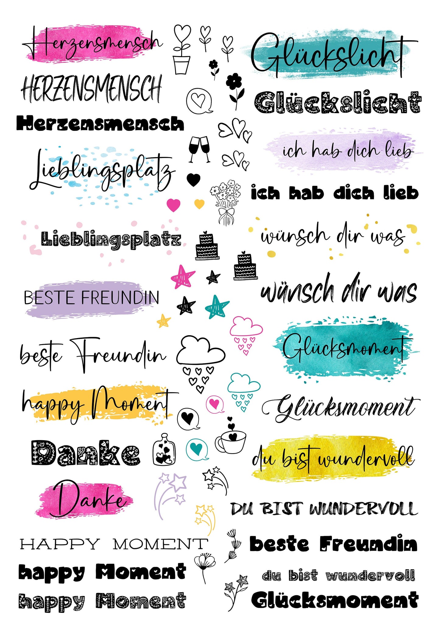 Kerzentattoos * beste Freundin bunt * A4 oder A5 * Glückslicht* Wasserschiebefolie