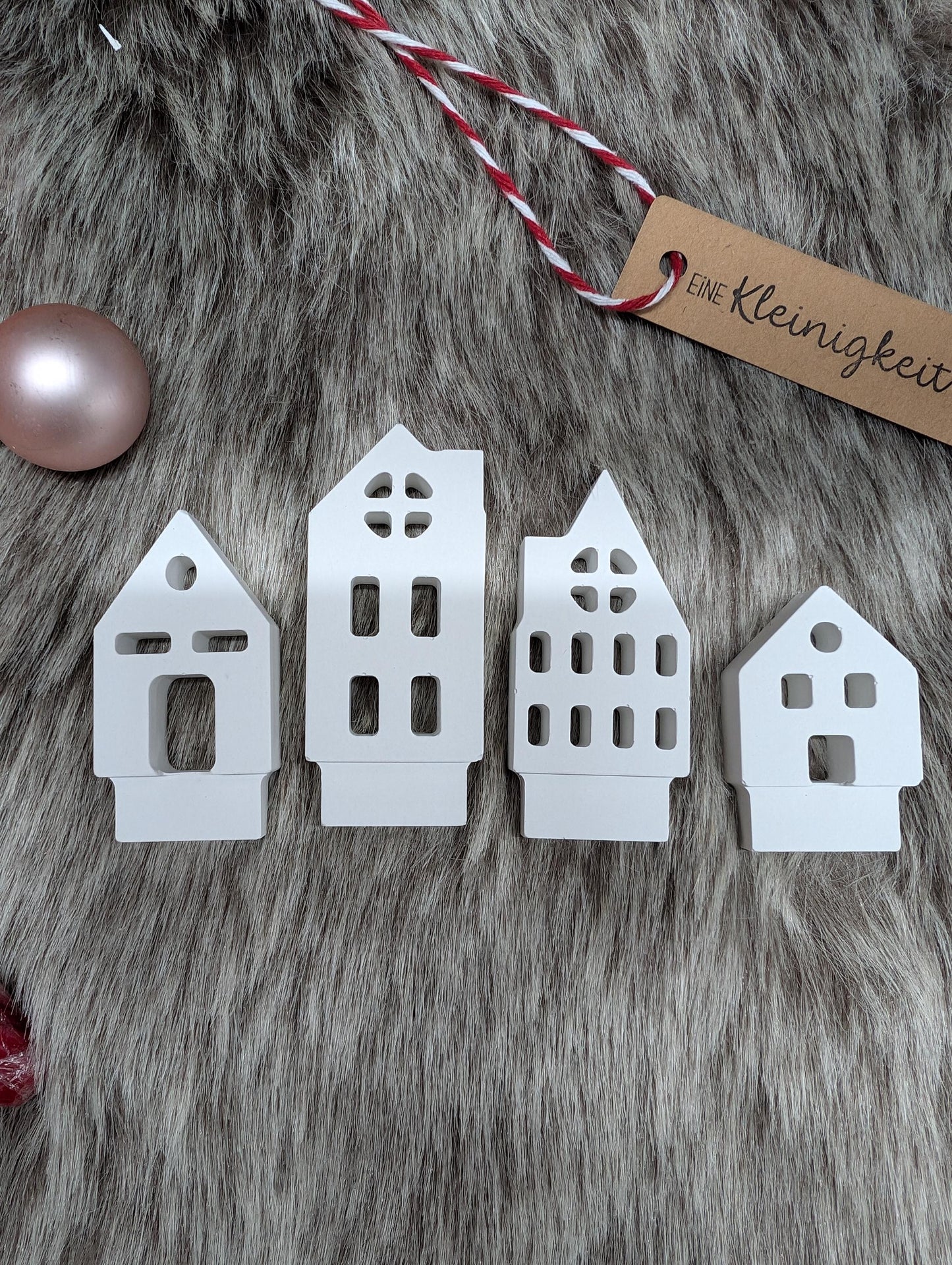 Häuserkranz mit verschiedenen Häuschen * Lichtstadt * Windlicht * Teelicht * Geschenkidee * Weihnachten * Winterdeko