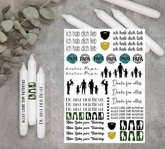 Kerzentattoos * bester Papa * A4 oder A5 * Vatertag * Wasserschiebefolie